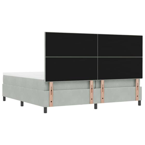 Boxspringbett mit Matratze & Bank Hellgrau 200x200 cm Samt