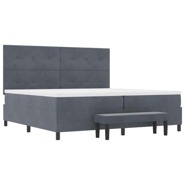Boxspringbett mit Matratze & Bank Dunkelgrau 200x200 cm Samt