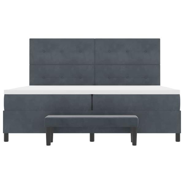 Boxspringbett mit Matratze & Bank Dunkelgrau 200x200 cm Samt