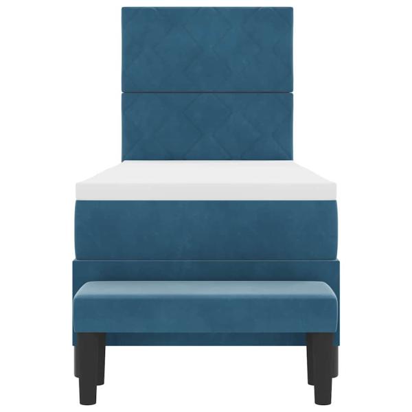 Boxspringbett mit Matratze & Bank Dunkelblau 80x200 cm Samt