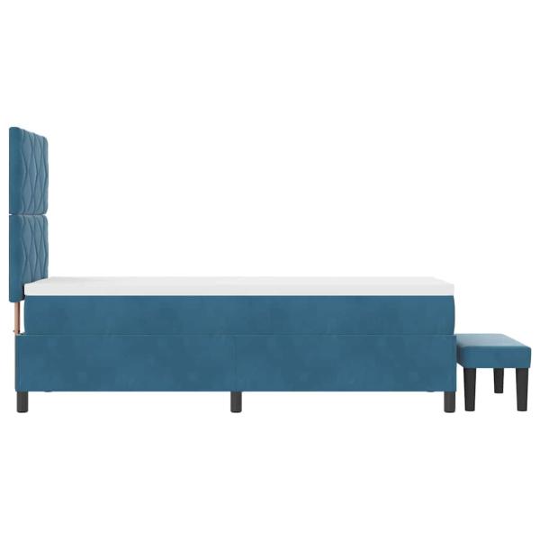 Boxspringbett mit Matratze & Bank Dunkelblau 80x200 cm Samt