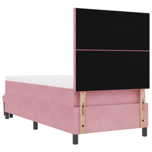 Rosa Boxspringbett mit Matratze & Bank 90x190 cm Samt