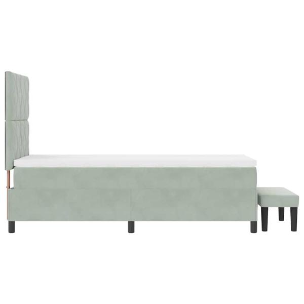 Boxspringbett mit Matratze & Bank Hellgrau 90x200 cm Samt