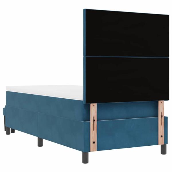 Boxspringbett mit Matratze & Bank Dunkelblau 90x200 cm Velours