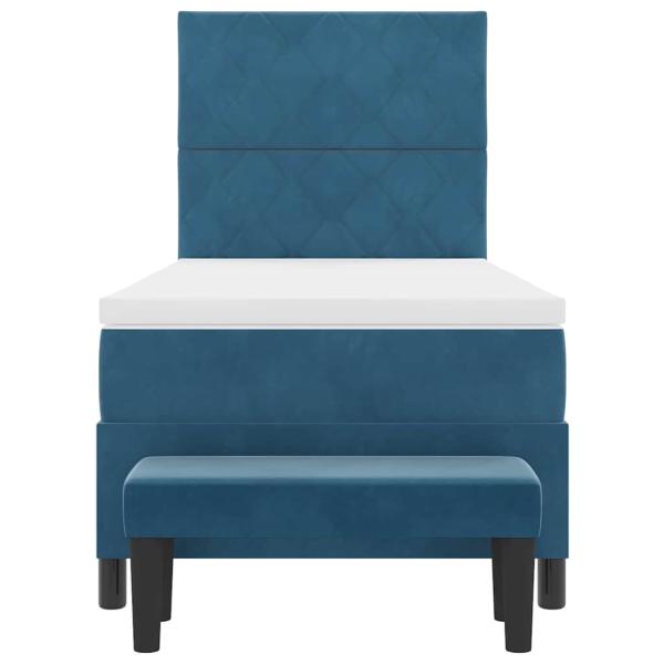 Boxspringbett mit Matratze & Bank Dunkelblau 90x200 cm Velours