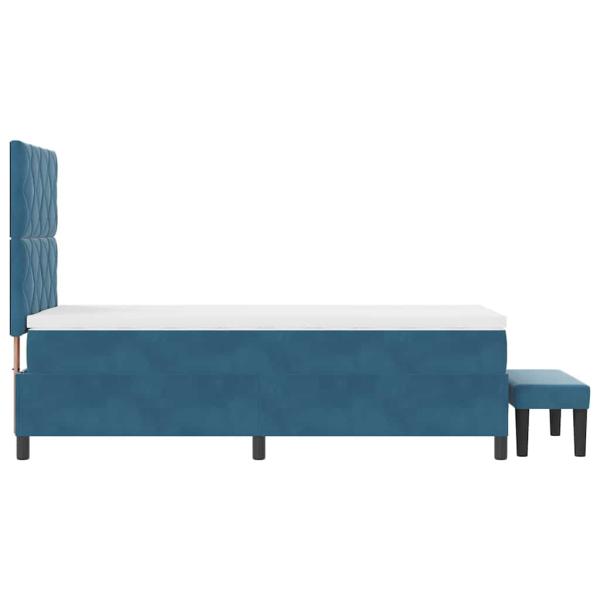 Boxspringbett mit Matratze & Bank Dunkelblau 90x200 cm Velours
