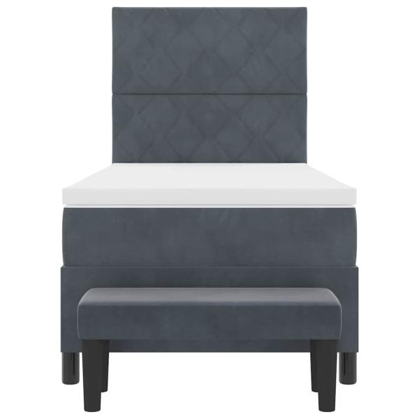 Boxspringbett mit Matratze & Bank Dunkelgrau 100x200 cm Velvet