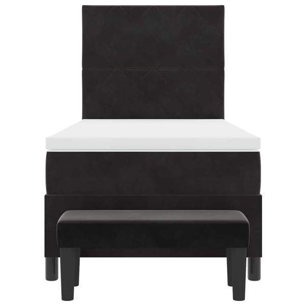 Boxspringbett mit Matratze & Bank Schwarz 100x200 cm Samt