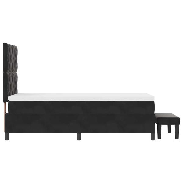Boxspringbett mit Matratze & Bank Schwarz 100x200 cm Samt
