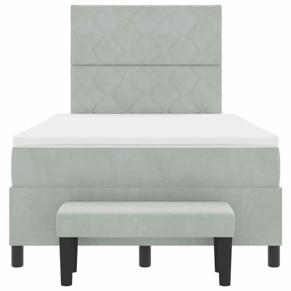 Boxspringbett mit Matratze & Bank Hellgrau 120x200 cm Samt