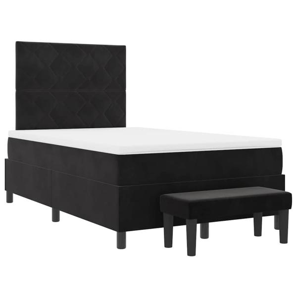 Boxspringbett mit Matratze & Bank Schwarz 120x200 cm Samt
