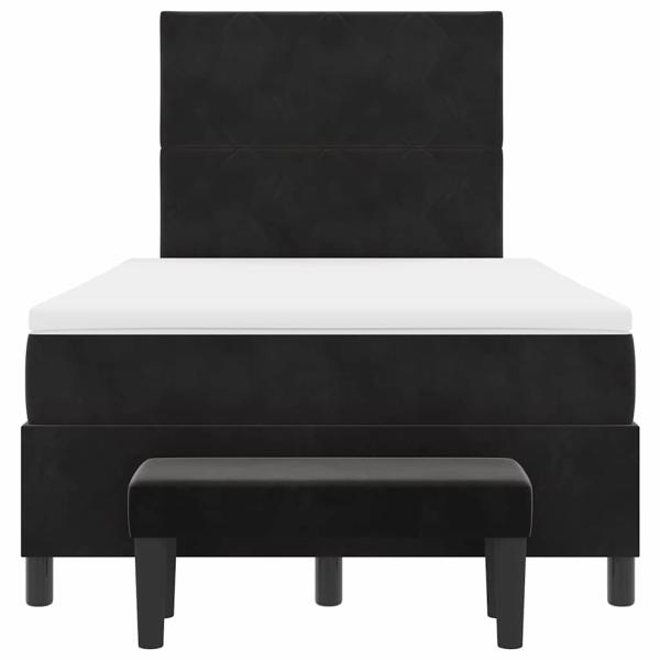 Boxspringbett mit Matratze & Bank Schwarz 120x200 cm Samt