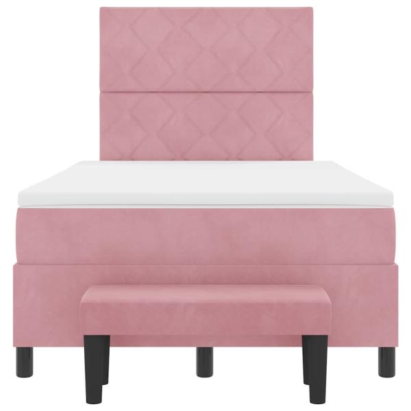 Boxspringbett mit Matratze & Bank Rosa 120x200 cm Samt
