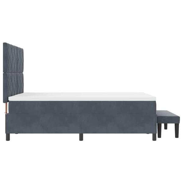 Boxspringbett mit Matratze & Bank Dunkelgrau 140x200 cm Samt
