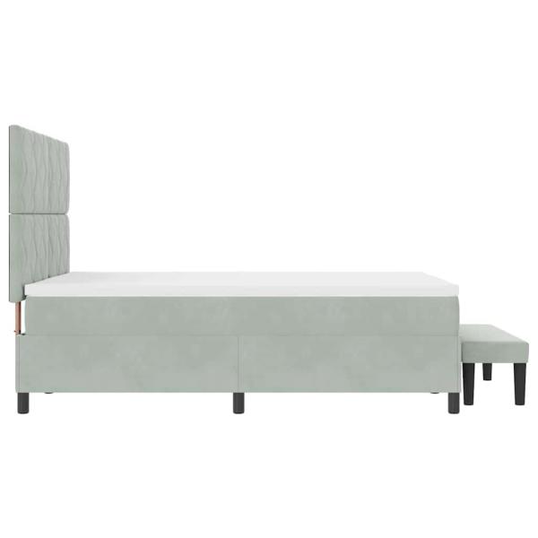 Boxspringbett mit Matratze & Bank Hellgrau 160x200 cm Samt