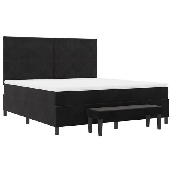 Boxspringbett mit Matratze & Bank Schwarz 180x200 cm Samt