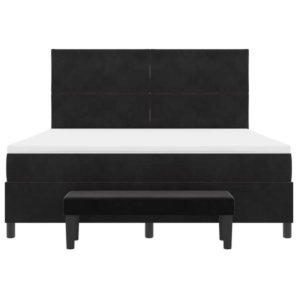 Boxspringbett mit Matratze & Bank Schwarz 180x200 cm Samt