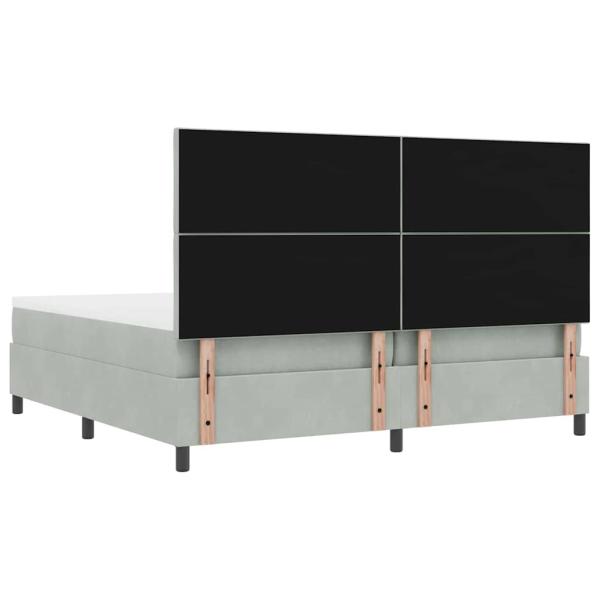 Boxspringbett mit Matratze & Bank Hellgrau 200x200 cm Samt