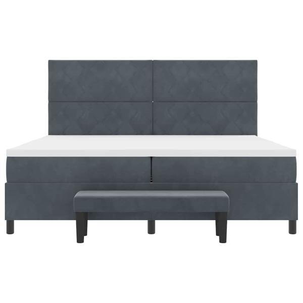Boxspringbett mit Matratze & Bank Dunkelgrau 200x200 cm Samt