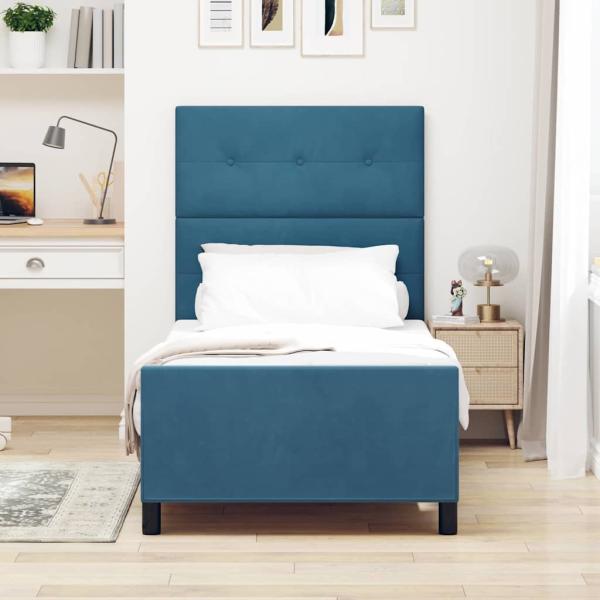 Boxspringbett mit Kopfteil Dunkelblau 100 x 200 cm Samt