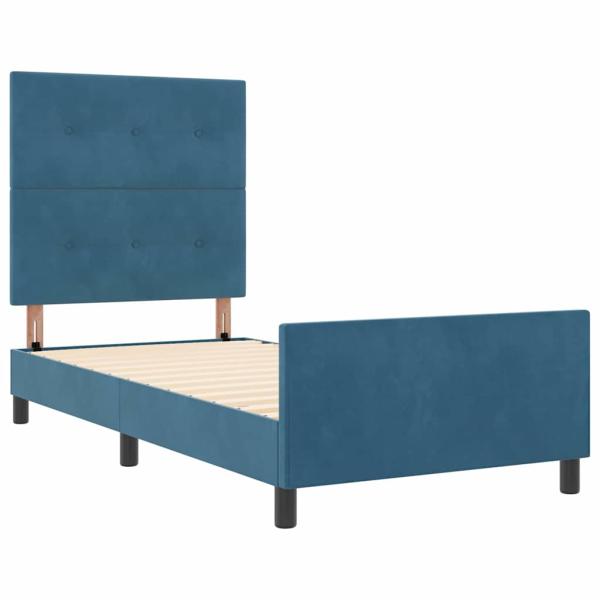 Boxspringbett mit Kopfteil Dunkelblau 100 x 200 cm Samt
