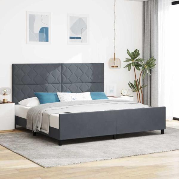ARDEBO.de - Dunkelgraues Samtbettgestell 200x200 cm