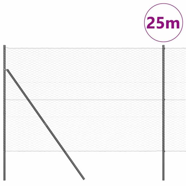 Zaunset Set aus 2 Grau Metall 25 x 1,5 m Langlebig