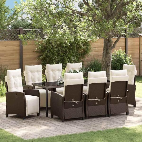 ARDEBO.de - Garten Essgruppe 9 stk. Braun Poly-Rattan