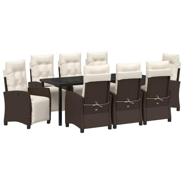 Garten Essgruppe 9 stk. Braun Poly-Rattan