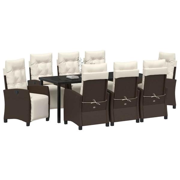 Garten Essgruppe 9 stk. Braun Poly-Rattan