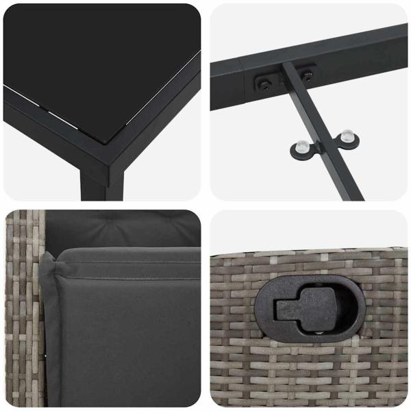 9-teiliges Garten-Ess-Set in grauem Poly-Rattan