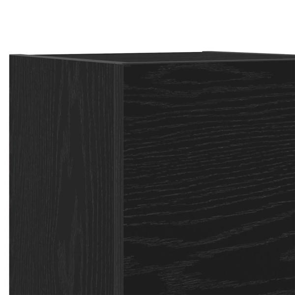 6-teiliges TV-Schrank-Set Wandmontiert Schwarz Eiche Holzwerkstoff, Schwarzer Eichen-TV-Ständer 80x30x30 cm aus Holzwerkstoff, Wandmontierte TV-Schränke 2 Stück Schwarz Eiche 30.5x30x30 cm