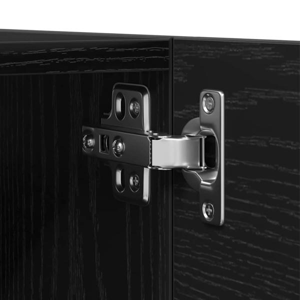 6-teiliges TV-Schrank-Set Wandmontiert Schwarz Eiche Holzwerkstoff, Schwarzer Eichen-TV-Ständer 80x30x30 cm aus Holzwerkstoff, Wandmontierte TV-Schränke 2 Stück Schwarz Eiche 30.5x30x30 cm