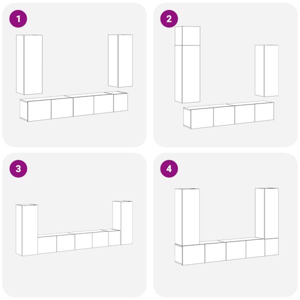 5-teiliges TV-Schrank Set wandmontiert Schwarze Eiche Holzwerkstoff, Schwarzer Eichen TV-Ständer 80x30x30 cm aus Holzwerkstoff, Wandmontierte TV-Schränke - 2 Stück Schwarze Eiche, 30.5x30x90 cm, aus Holzwerkstoff, Wandmontierter TV-Schrank in Schwarzer Ei