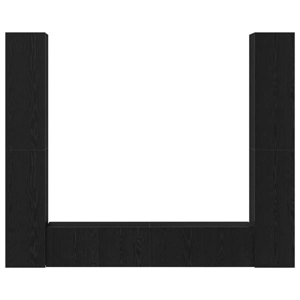 6-teiliges TV Schrank Set Wandmontiert Schwarze Eiche Holzwerkstoff, Schwarzer Eiche TV Stand 80x30x30 cm Aus Holzwerkstoff, Wandmontierte TV Schränke - 2 Stück Schwarze Eiche, 30.5x30x90 cm, Aus Holzwerkstoff