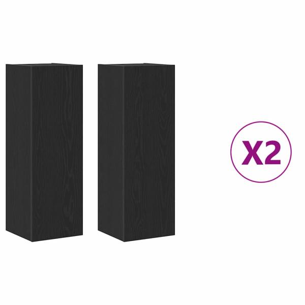 4-teiliges TV-Schranksystem Schwarz Eiche 30.5x30x90 cm Holzwerkstoff, Wandmontierte TV-Schränke - 2 Stück Schwarz Eiche, 30.5x30x90 cm, aus Holzwerkstoff