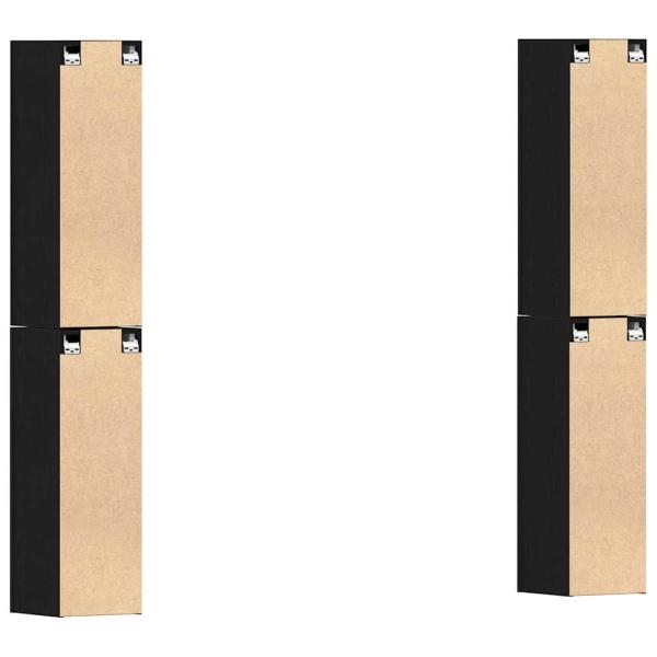 4-teiliges TV-Schranksystem Schwarz Eiche 30.5x30x90 cm Holzwerkstoff, Wandmontierte TV-Schränke - 2 Stück Schwarz Eiche, 30.5x30x90 cm, aus Holzwerkstoff