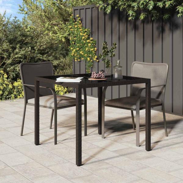 ARDEBO.de - Gartentisch Braun 90x90x75 cm Poly-Rattan