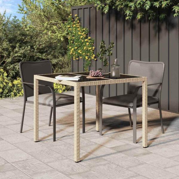 ARDEBO.de - Gartentisch Beige 90x90x75 cm Poly-Rattan