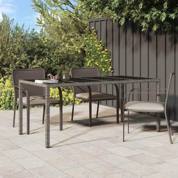 ARDEBO.de - Gartentisch Grau 190x90x75 cm Poly-Rattan