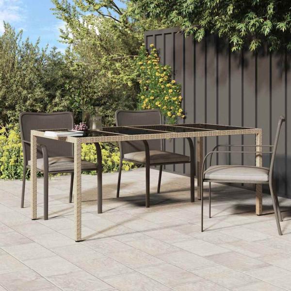 ARDEBO.de - Gartentisch Beige 190x90x75 cm Poly-Rattan