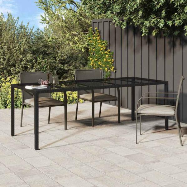 ARDEBO.de - Gartenspeisetisch Schwarz 250x100x75 cm Poly Rattan
