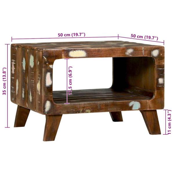 Couchtisch 50x50x35 cm aus massivem Altholz