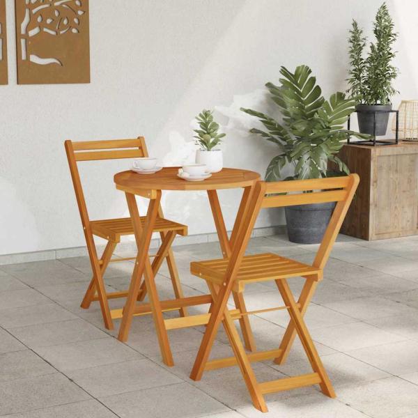 3-teiliges Faltbares Bistro Set Massivholz Akazie