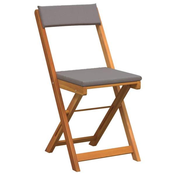 3-teiliges faltbares Bistro Set mit Kissen aus massivem Akazienholz