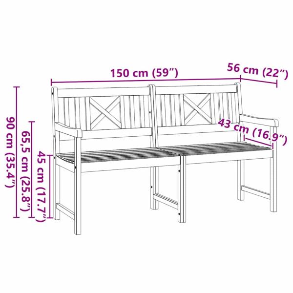 Gartenbank 150x56x90 cm Massivholz Akazie