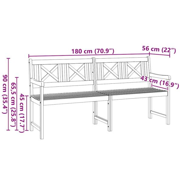 Gartenbank 180x56x90 cm Massivholz Akazie