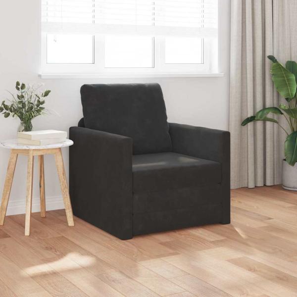 ARDEBO.de - Boden-Sofa-Bett 2-in-1 Schwarz 74x77x81 cm Samt