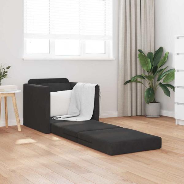 Boden-Sofa-Bett 2-in-1 Schwarz 74x77x81 cm Samt