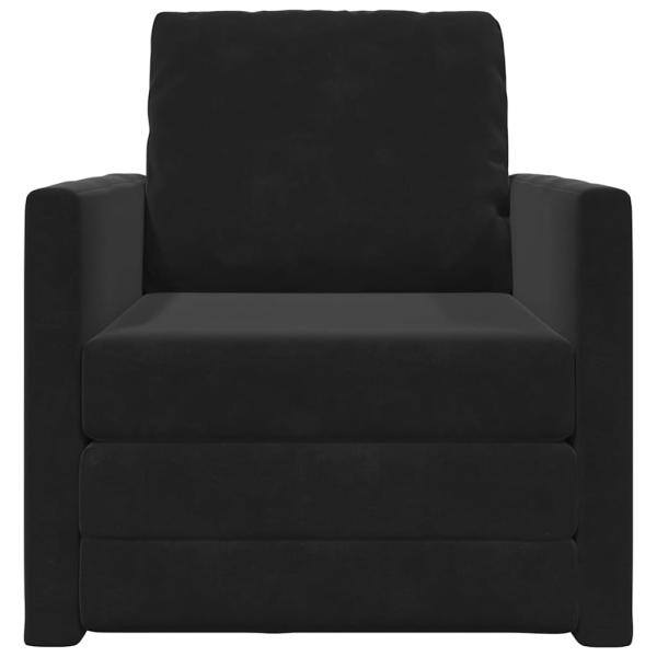 Boden-Sofa-Bett 2-in-1 Schwarz 74x77x81 cm Samt